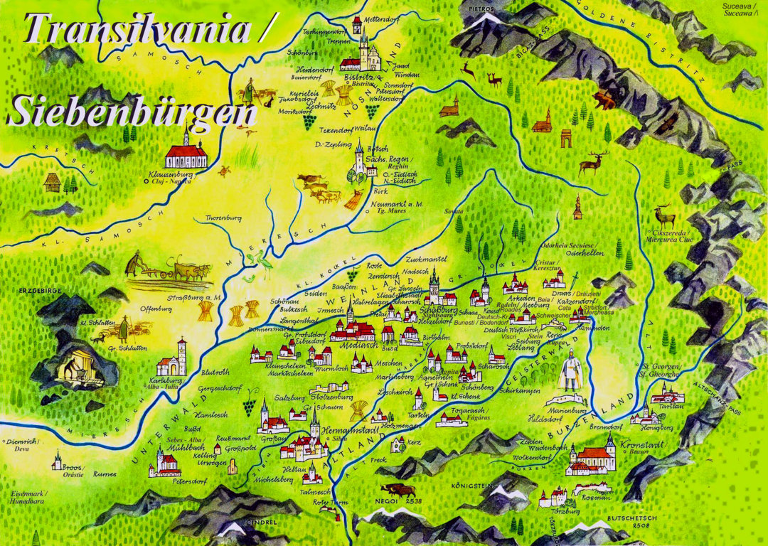 Karte Siebenbürgen (Transilvania)